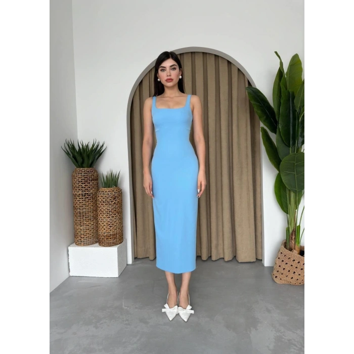 Calliope Kare Yaka Midi Boy Elbise