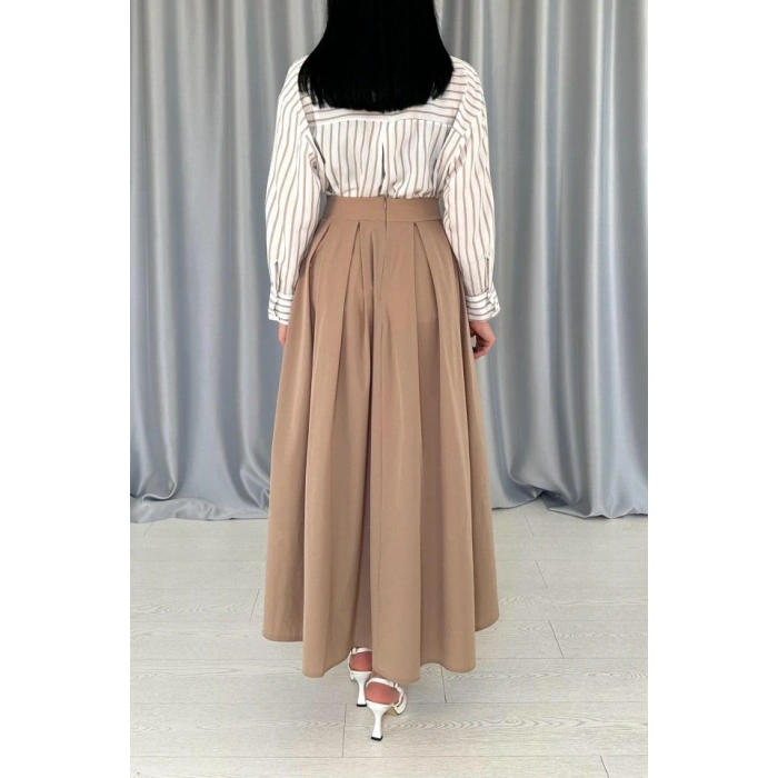 Camel Uzun Pileli Etek