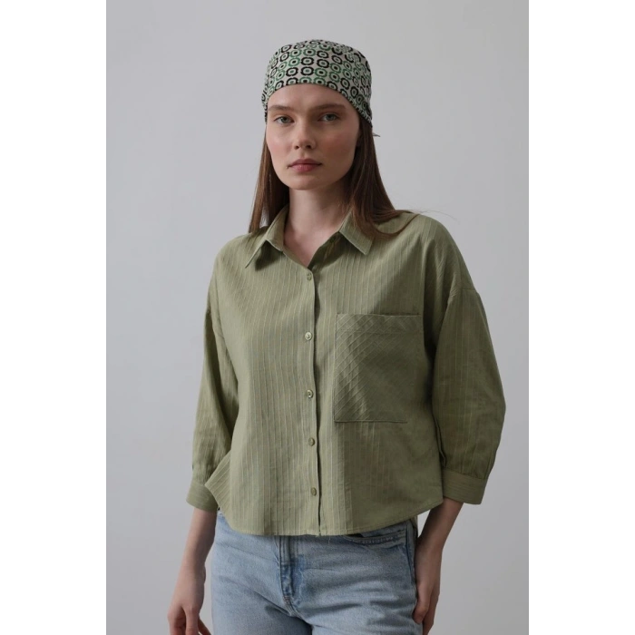 Cepli Kısa Kesim Gömlek  Haki