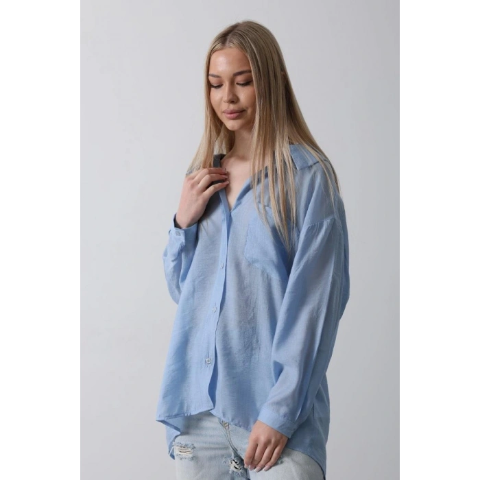 Cepli Oversize Gömlek  Koyu Mavi