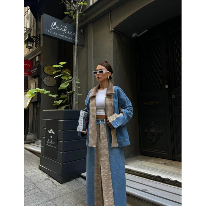 CHANEL GARNİLİ KOT MONT  Bej