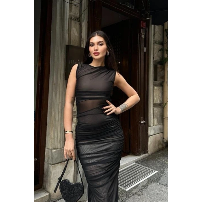 Cindy Transparan Tül Elbise 26838