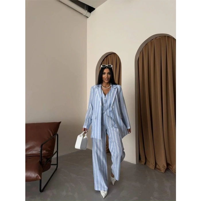 ÇİZGİİ CEKET KETEN  avi