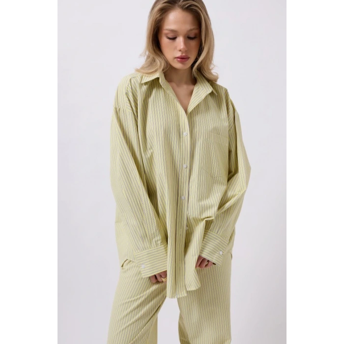 Çizgili Cep Detay Gömlek