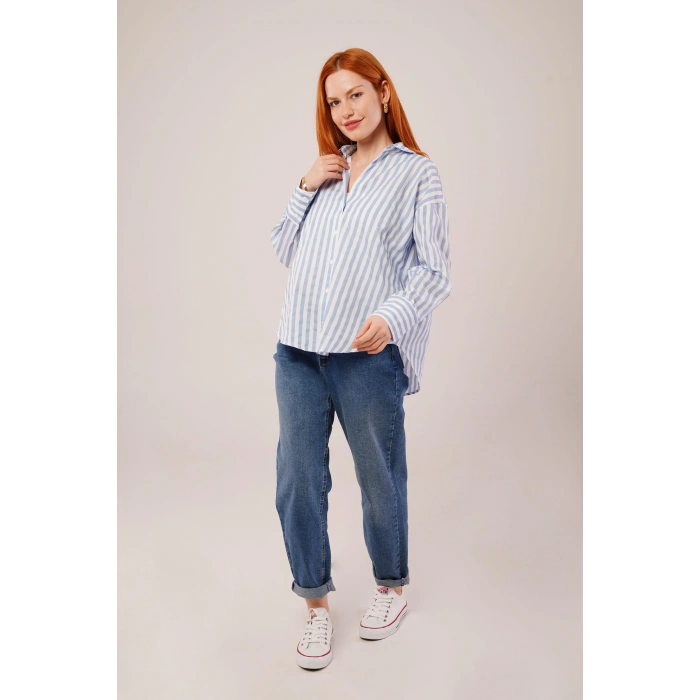Çizgili Rahat Kesim avi Gömlek