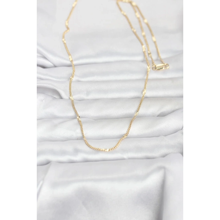 CM 14K Gold Renk Lazer Puntalı Model 60 cm Kadın Kolye