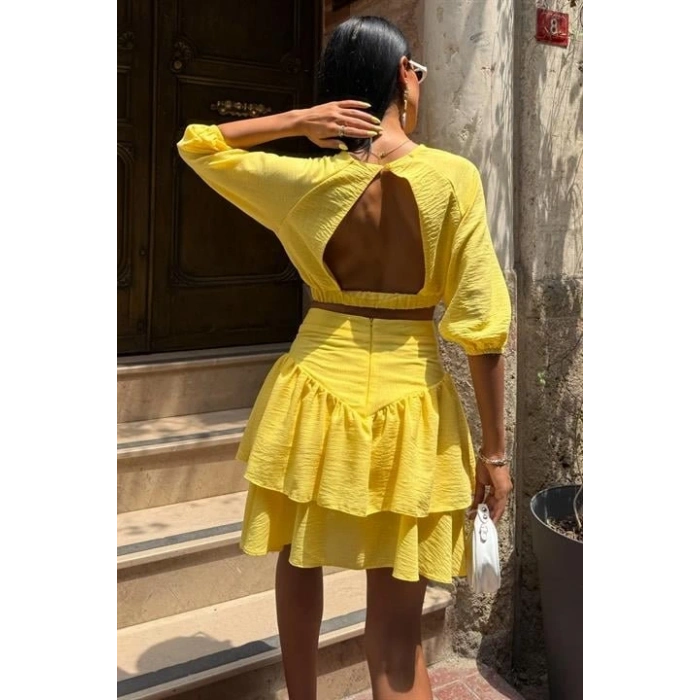 Crop Bluz Ve Kat Kat Etekli Takım 10207