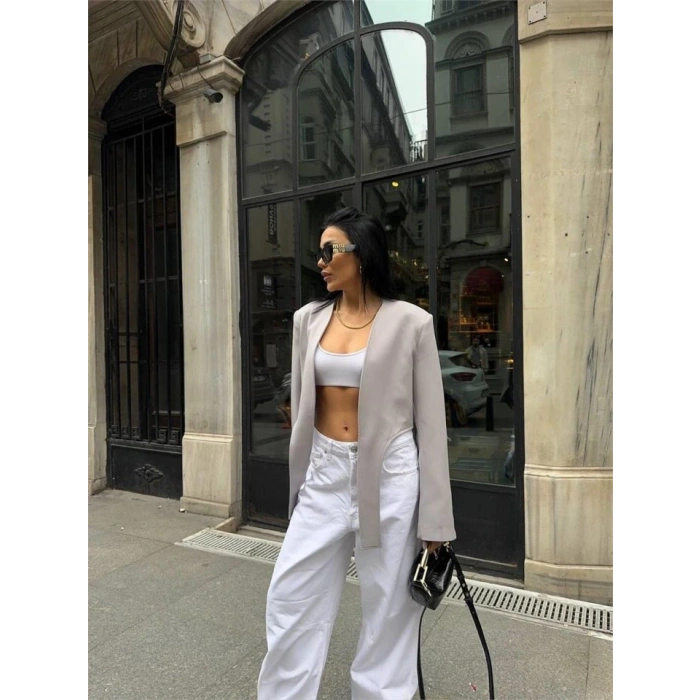 CROP CEKET BAĞAMA KUYRUKU  Gri