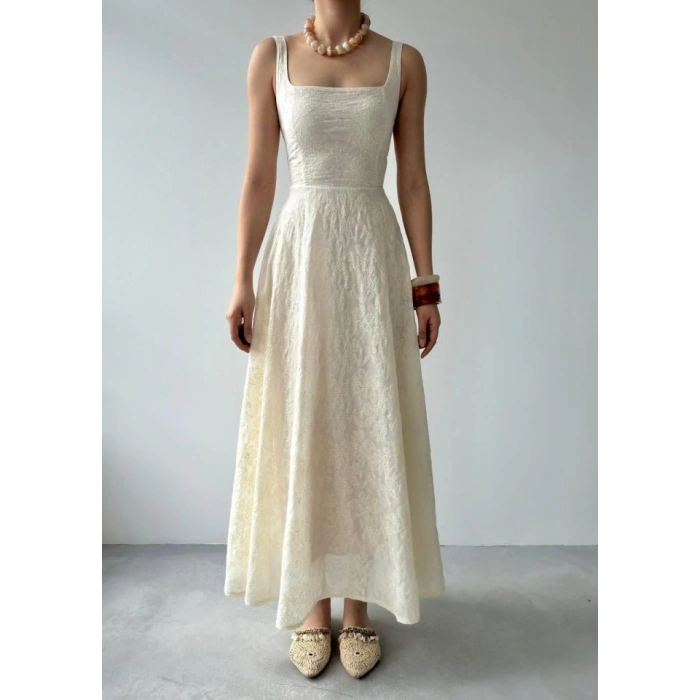 Cuper Çiçek Detaylı Elbise