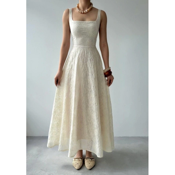 Cuper Çiçek Detaylı Elbise