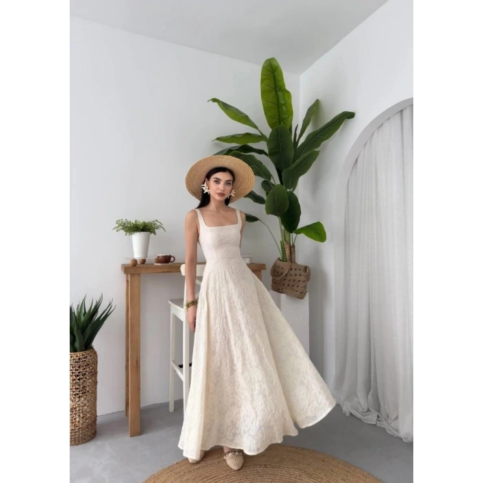 Cuper Çiçek Detaylı Elbise