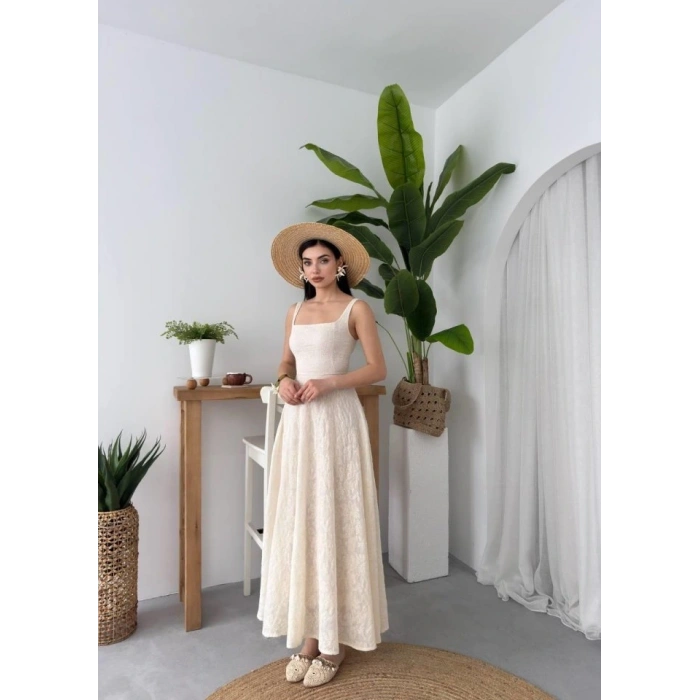 Cuper Çiçek Detaylı Elbise