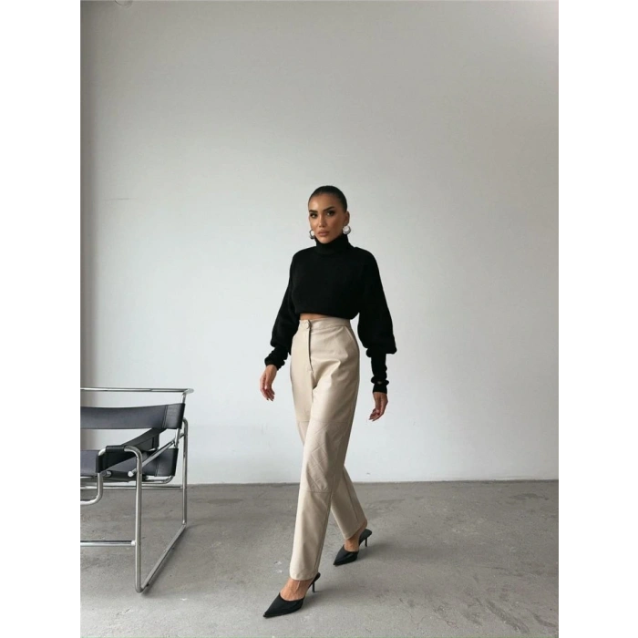 DERİ PANTOON DİZ PARÇAI  Taş