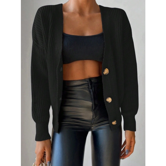 Düğme Detay Triko Bluz