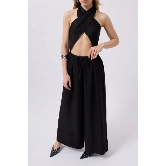 Düşük Bel Oversize Keten Pantolon