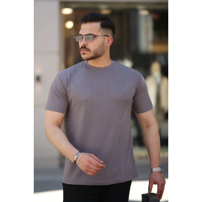 Erkek Ağaç Kabuğu Desenli Kısa Kollu Tshirt