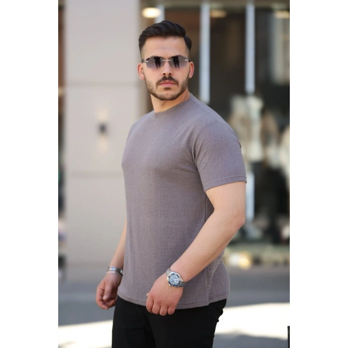 Erkek Ağaç Kabuğu Desenli Kısa Kollu Tshirt