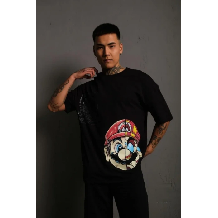 Erkek ario Baskılı Oversize Thirt  iyah