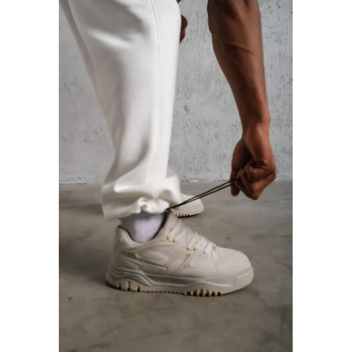 Erkek Baggy Alt Eşofman  Beyaz