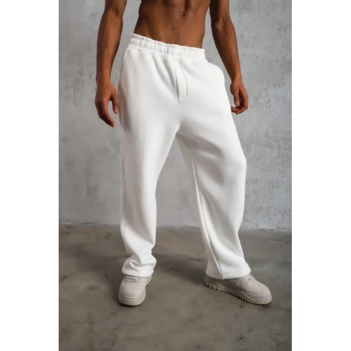 Erkek Baggy Alt Eşofman  Beyaz