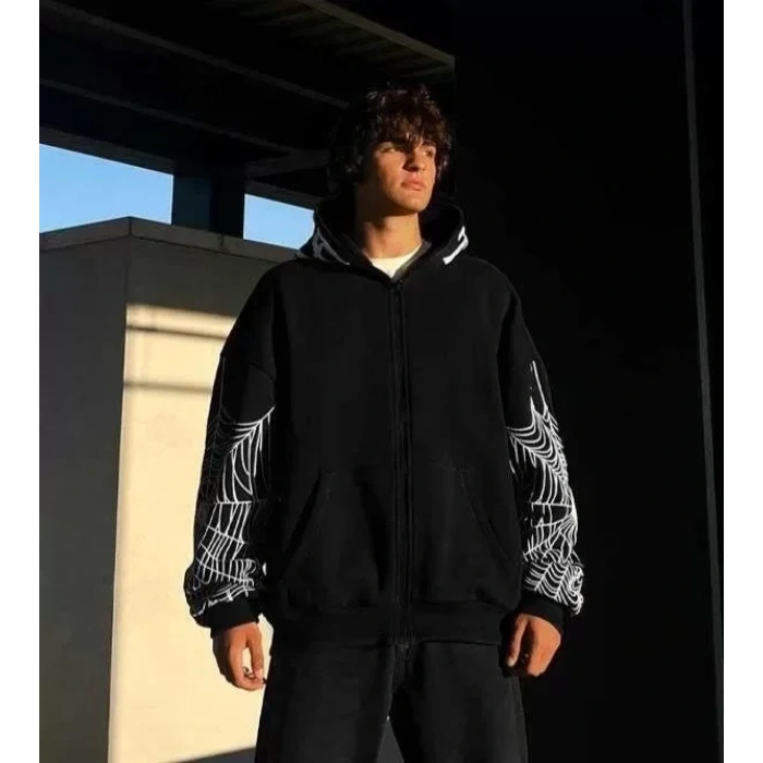 Erkek Bape pider Baskılı Oversize Hırka  iyah