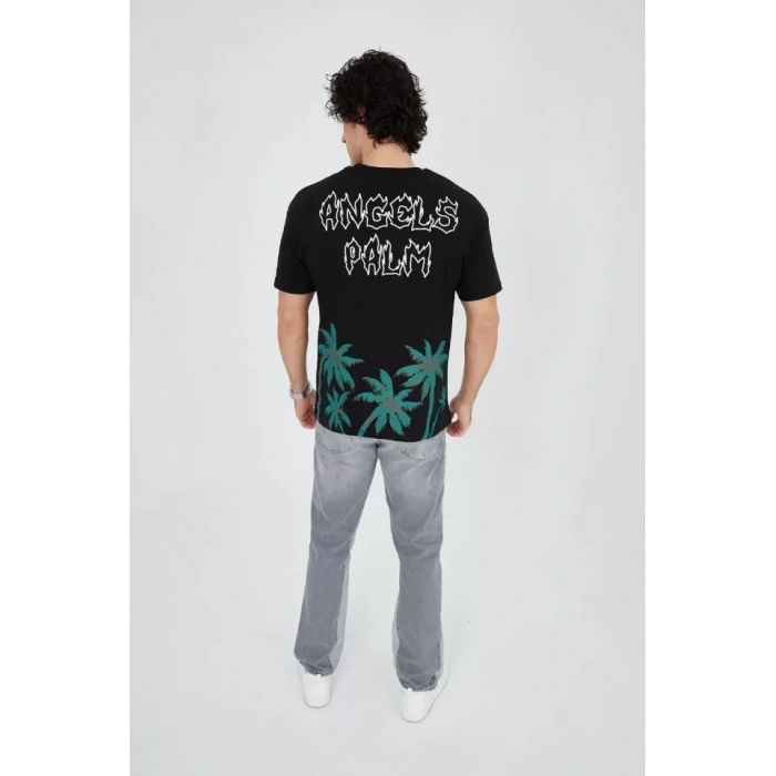 Erkek Baskılı Bisiklet Yaka Thirt  iyah