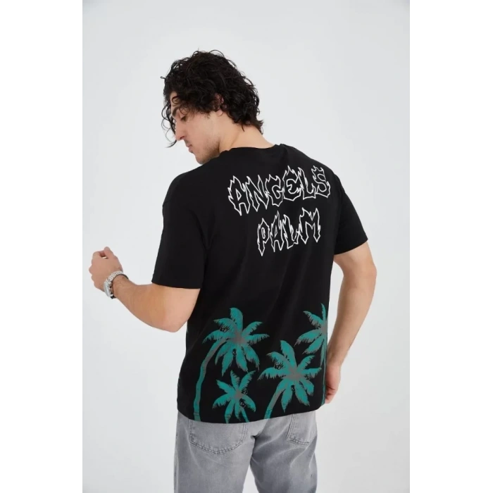 Erkek Baskılı Bisiklet Yaka Thirt  iyah