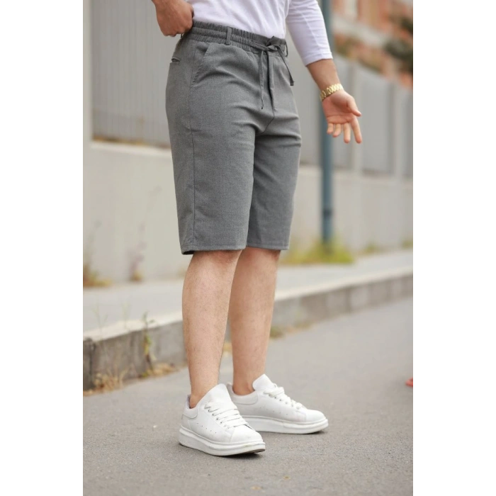 Erkek Beli Bağcıklı Ve Düğmeli Bezayağı Kumaş şort