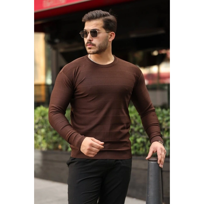 Erkek Bisiklet Yaka Uzun Kollu Triko