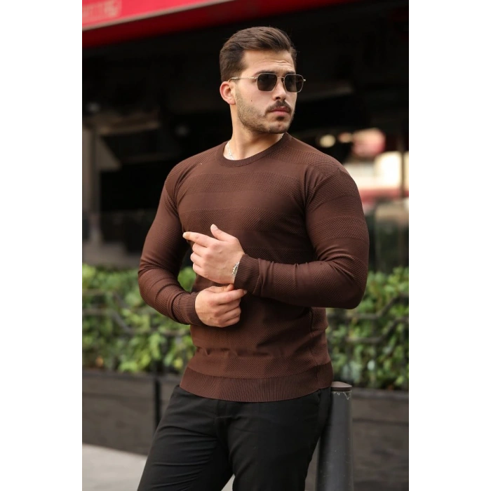 Erkek Bisiklet Yaka Uzun Kollu Triko