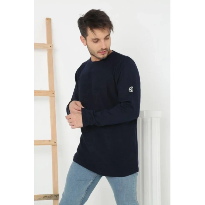 Erkek Biskilet Yaka Kolu Armalı  acivert