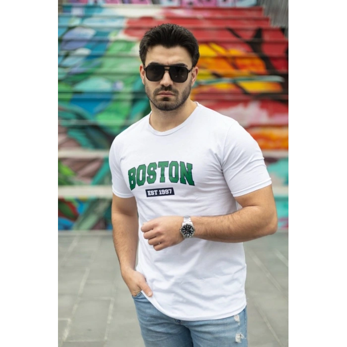 Erkek Boston Baskılı Süprem Tshirt