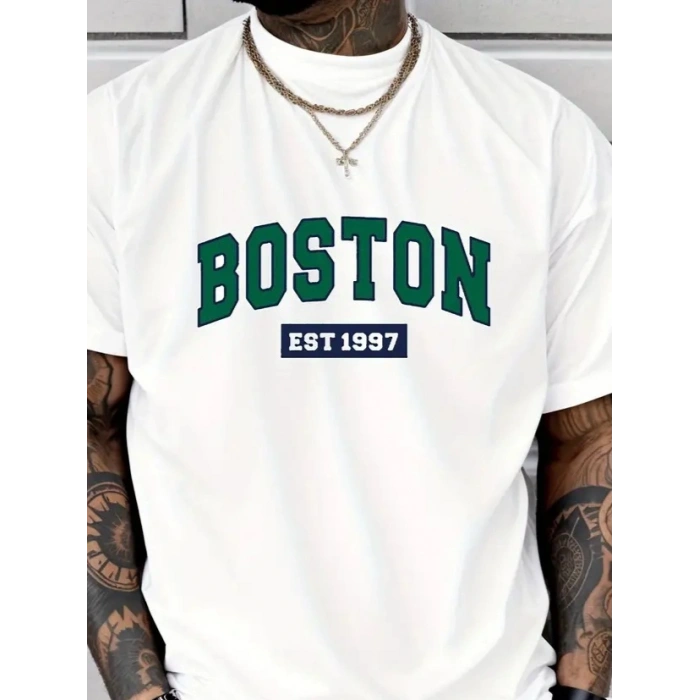 Erkek Boston Baskılı Süprem Tshirt