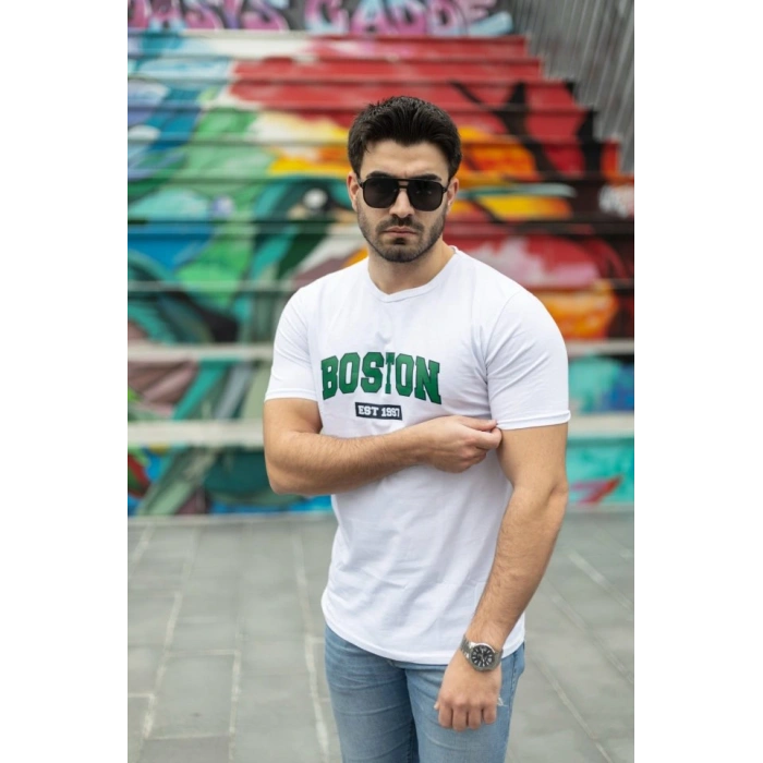 Erkek Boston Baskılı Süprem Tshirt
