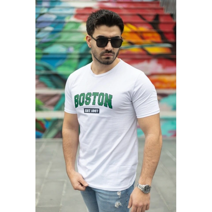 Erkek Boston Baskılı Süprem Tshirt