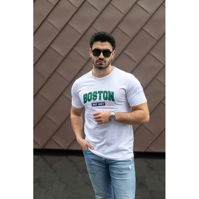 Erkek Boston Baskılı Süprem Tshirt