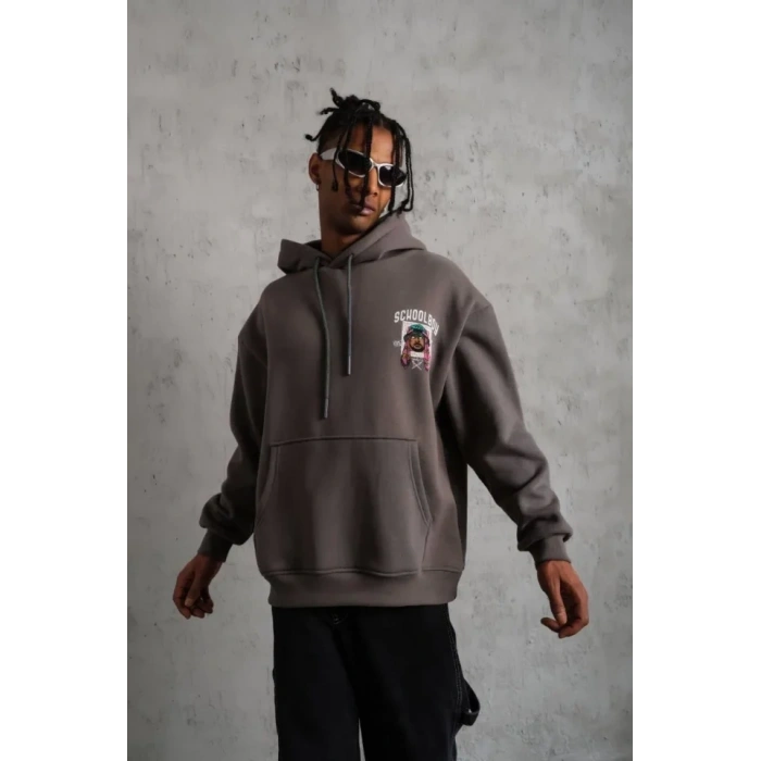 Erkek CHOO BOY Baskılı Kapüşonlu weat  Gri