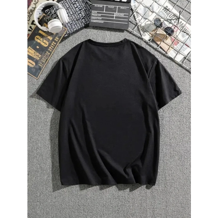 Erkek Dağ Grafikli Tişört, Yaz Için Büyük Beden Rahat Tshirt  iyah