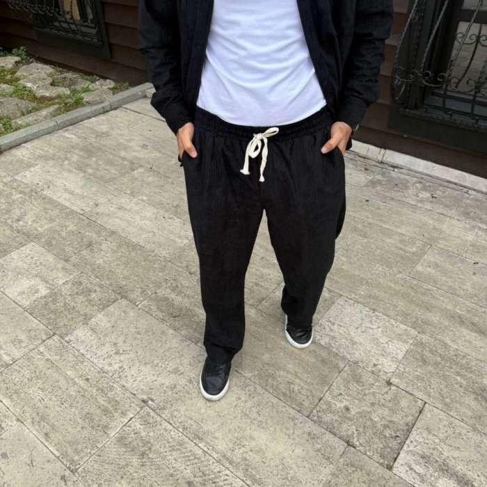 Erkek Fitilli Kadife Cepli Buggy Pantolon Oversize Rahat Kalıp  iyah
