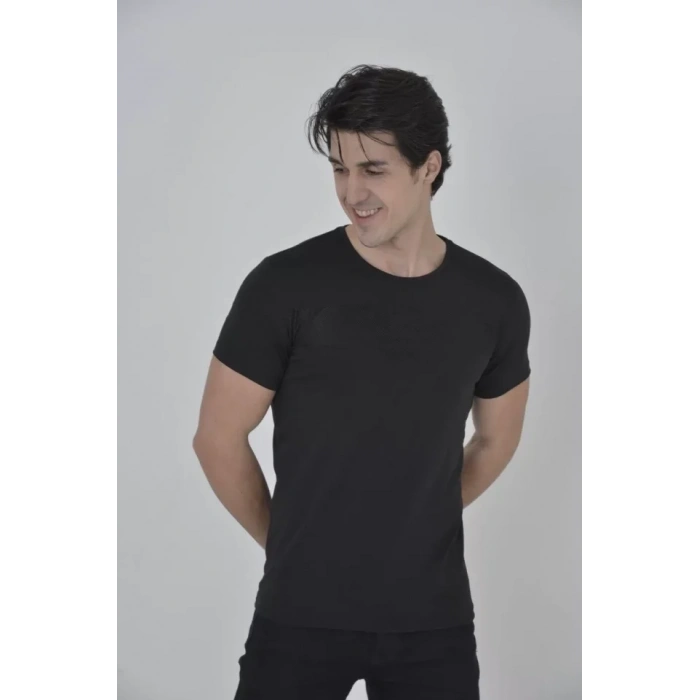 Erkek Gögüs Fileli lim Fit Tshirt  iyah