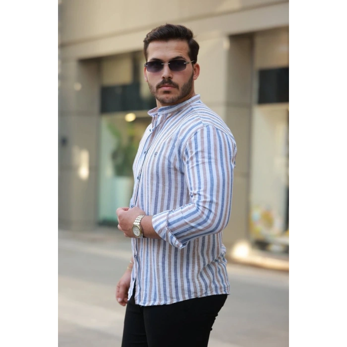 Erkek Hakim Yaka çok Renkli Gömlek