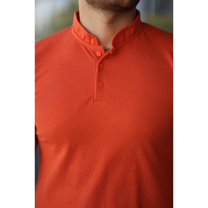 Erkek Hakim Yaka Dokuma Pamuklu Kumaş Kısa Kollu Tişört