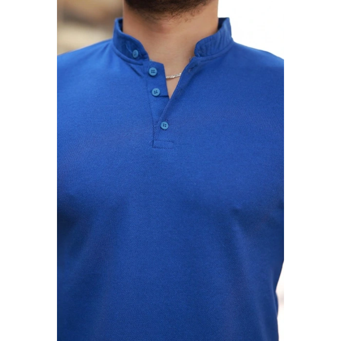 Erkek Hakim Yaka Dokuma Pamuklu Kumaş Kısa Kollu Tshirt