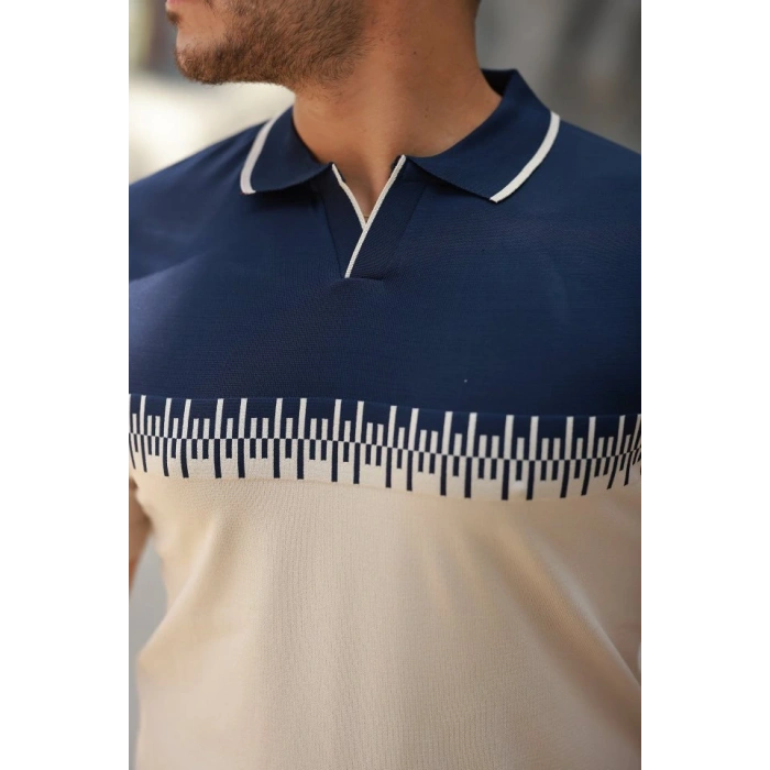 Erkek Hemşire Yaka çift Renk Kısa Kollu Tişört