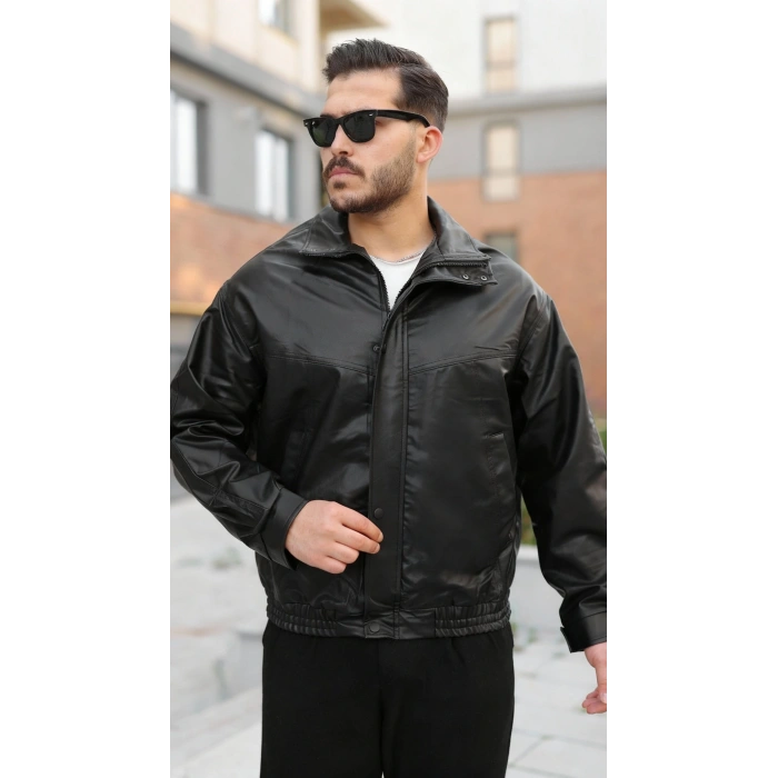 Erkek Içi Astarlı Oversize Deri Ceket