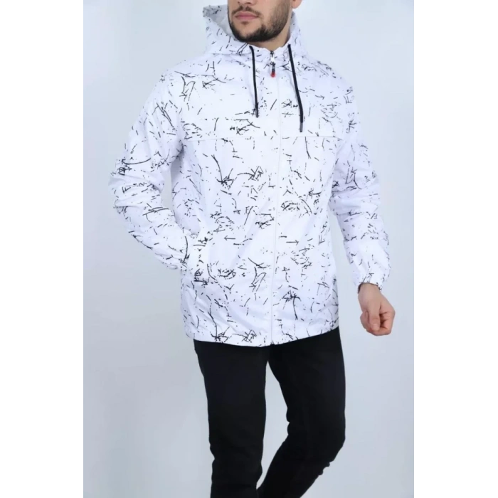 Erkek İçi Astarlı Yağmurluk  Beyaz