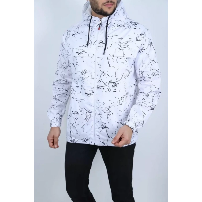 Erkek İçi Astarlı Yağmurluk  Beyaz