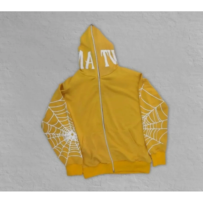 Erkek İki İplik Örümcek Baskılı Oversize Hırka  arı