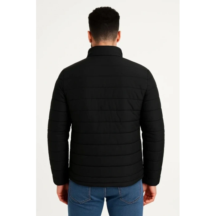 Erkek ikro u İtici Kapitone Baskılı Astarlı Fermuarlı Bomber ont  iyah