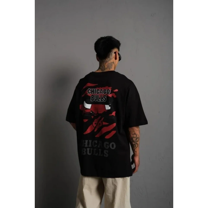 Erkek ırt Baskılı A Kalite Oversize Tshirt  iyah